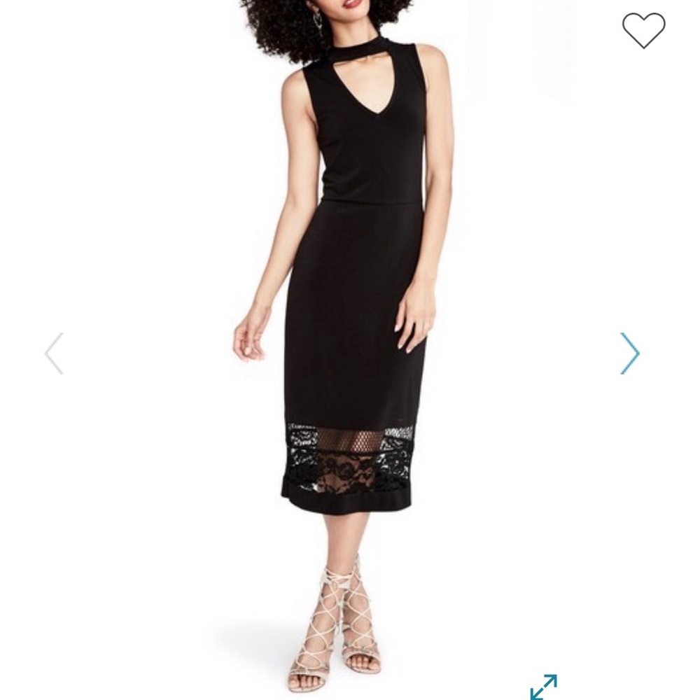 RACHEL Roy Lace Inset Deep V-neck Midi Dress